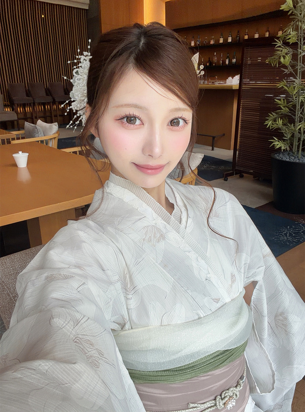 百合柄浴衣セット