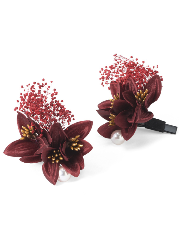 フラワーコサージュヘアクリップ2点セット