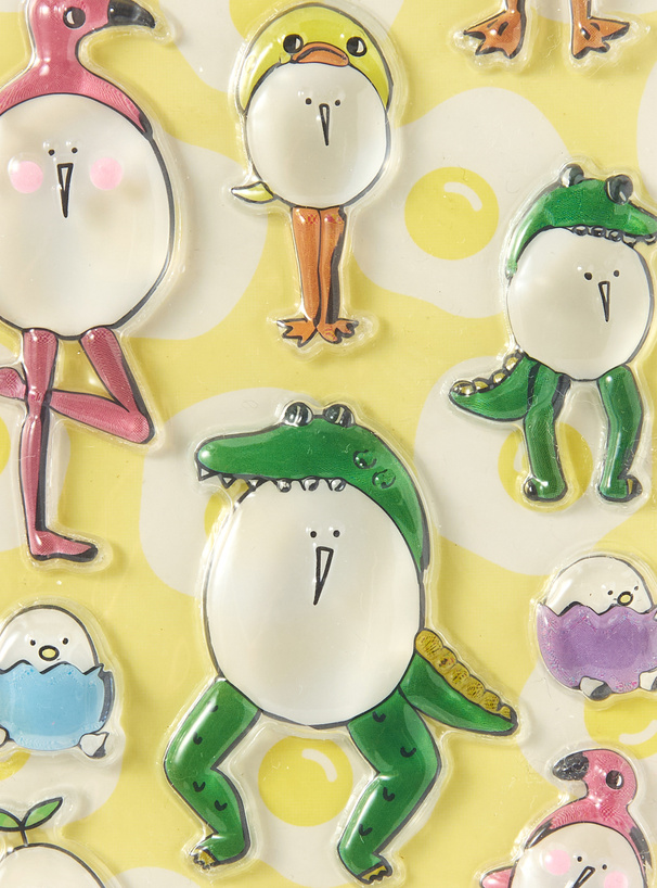 たまごあしのぷっくりシール おめかし