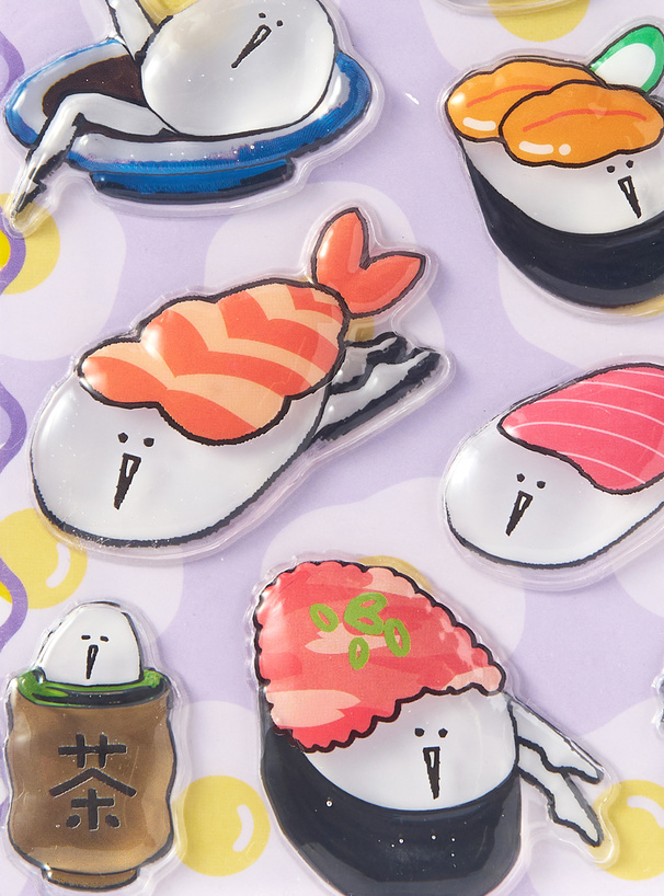 たまごあしのぷっくりシール すし