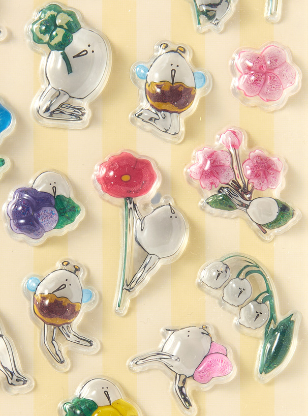 たまごあしのぷっくりシール フラワー