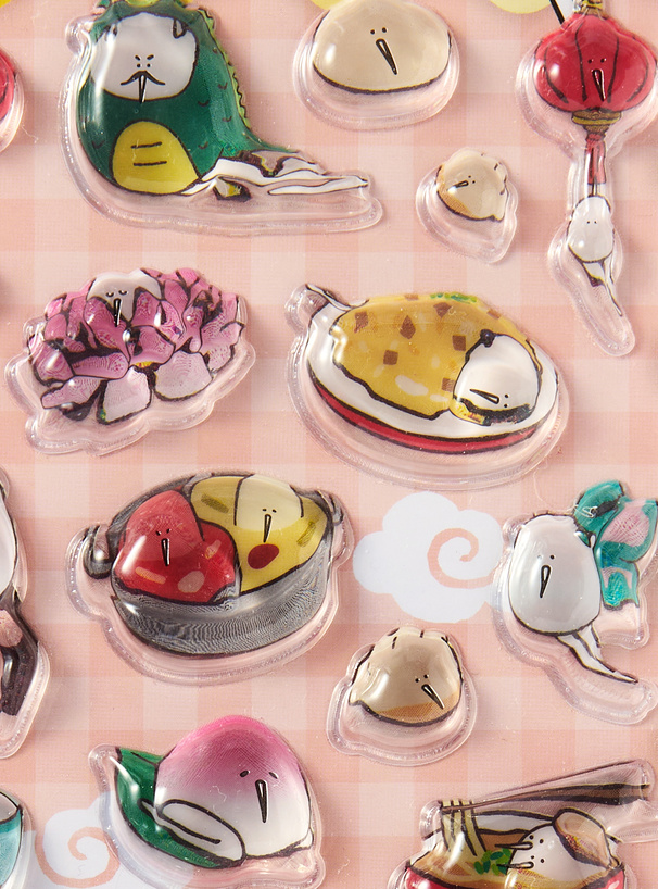 たまごあしのぷっくりシール オリエンタル