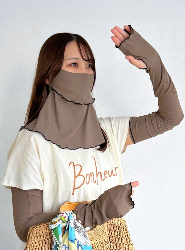 接触冷感UVカットサムホール付きメロウリブアームカバー