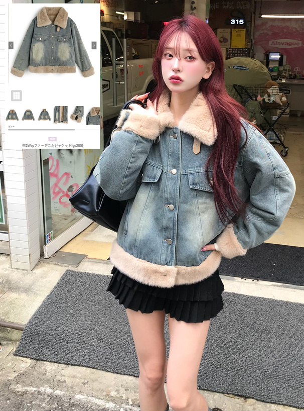 襟2Wayファーデニムジャケット[gc285] | レディースファッション通販の