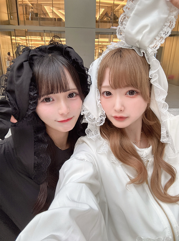 うさ耳レースフリルジップパーカー