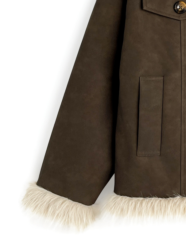 襟2Wayファーレザージャケット