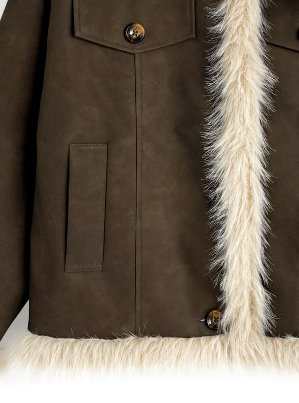 襟2Wayファーレザージャケット