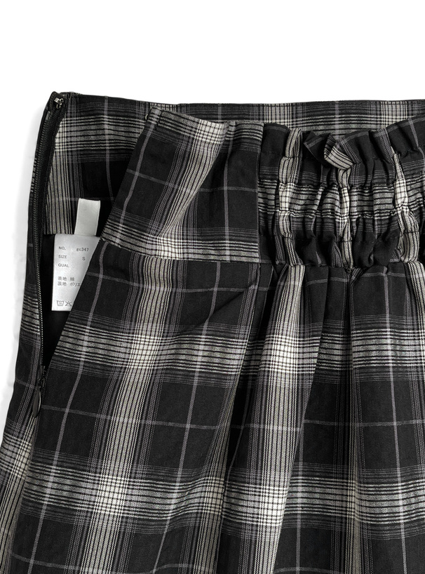 チェック柄ティアードアシンメトリーマーメイドスカート