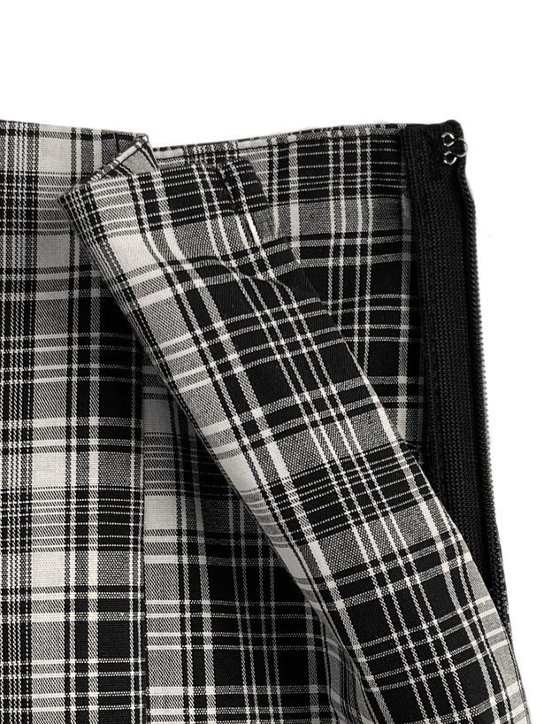 チェック柄ティアードフリルアシンメトリーマーメイドスカート