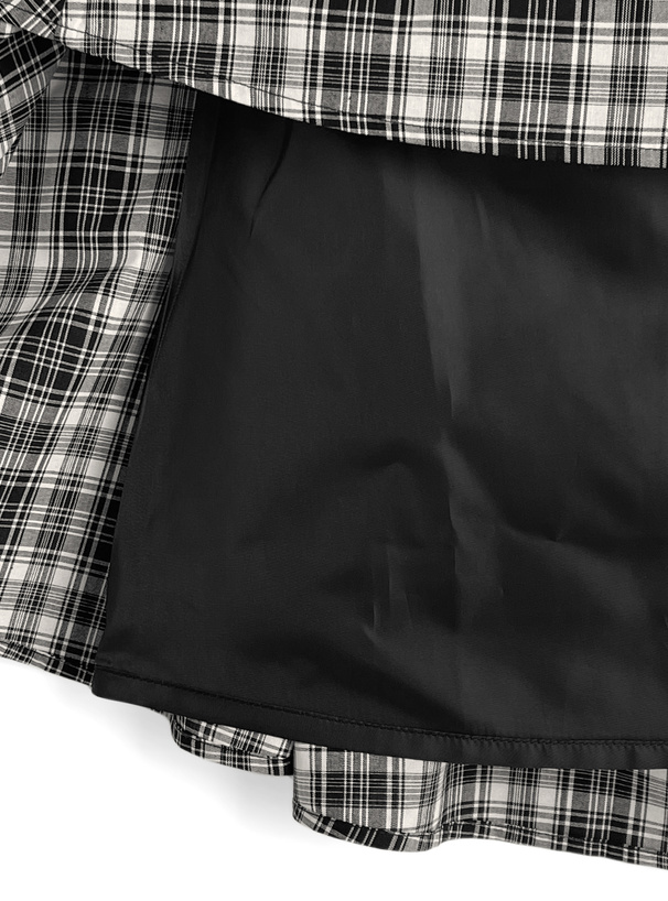 チェック柄ティアードフリルアシンメトリーマーメイドスカート