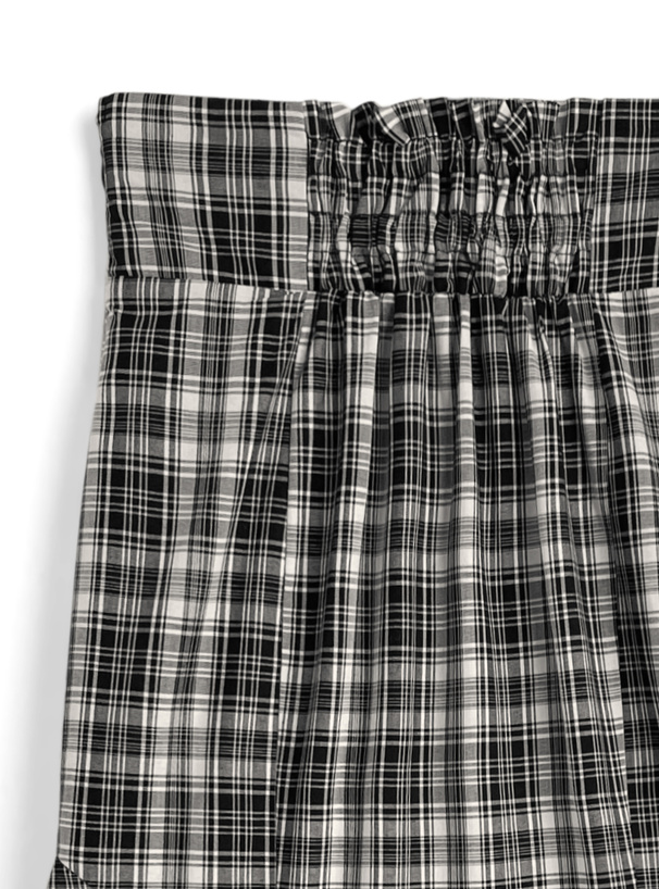 チェック柄ティアードフリルアシンメトリーマーメイドスカート