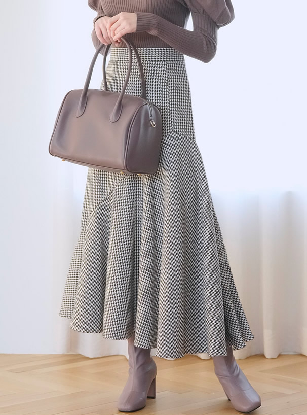 千鳥柄アシンメトリーマーメイドスカート