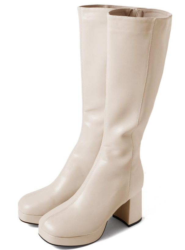 センターシームチャンキーヒールレザーロングブーツ[gd1431
