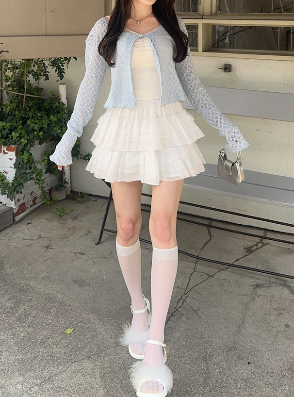 フェザーチャンキーヒールサンダル