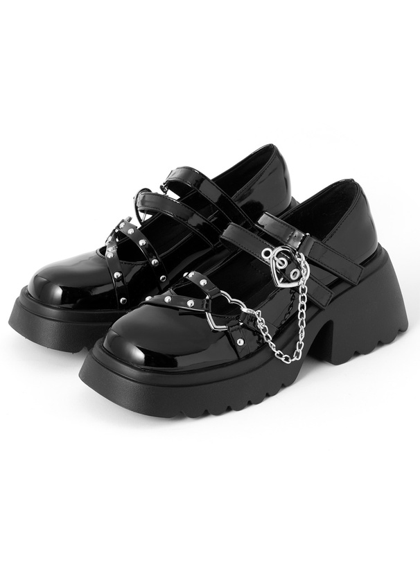 ハートチェーンストラップ厚底ローファー[gd1671] | レディース