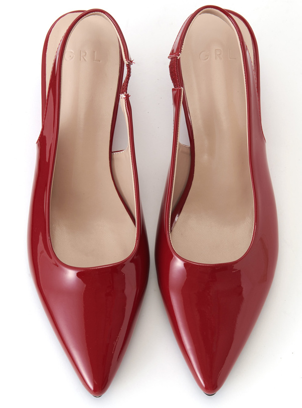 ポインテッドトゥストラップミュールパンプス