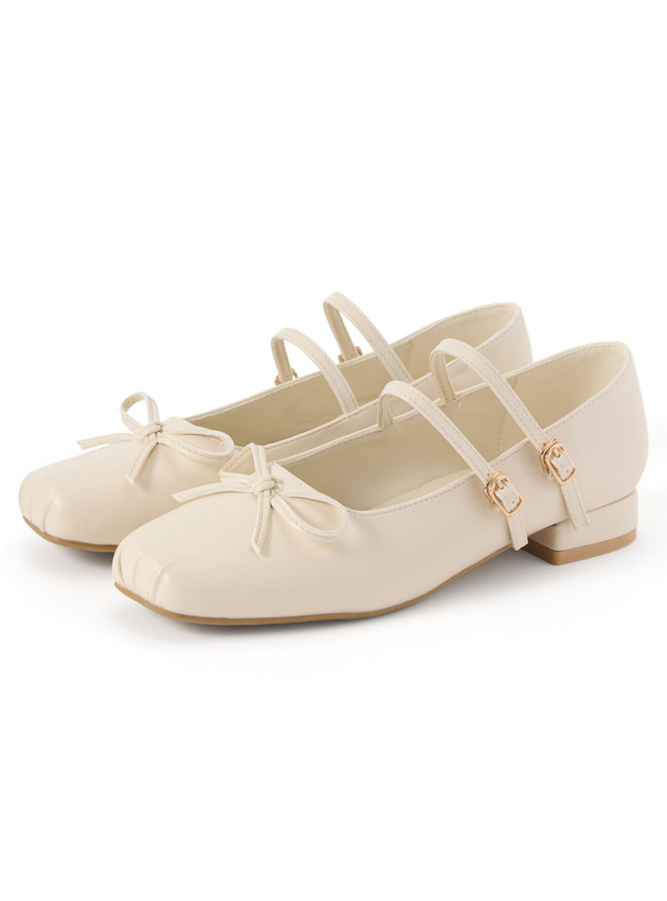 ダブルストラップリボンパンプス