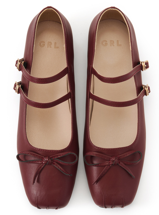 ダブルストラップリボンパンプス