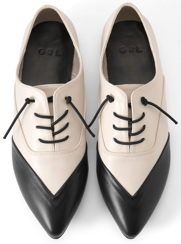 バイカラーレースアップシューズ