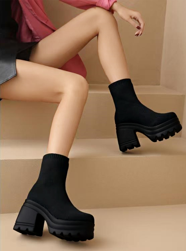 厚底ヒールソックスショートブーツ[gd1690] | レディースファッション