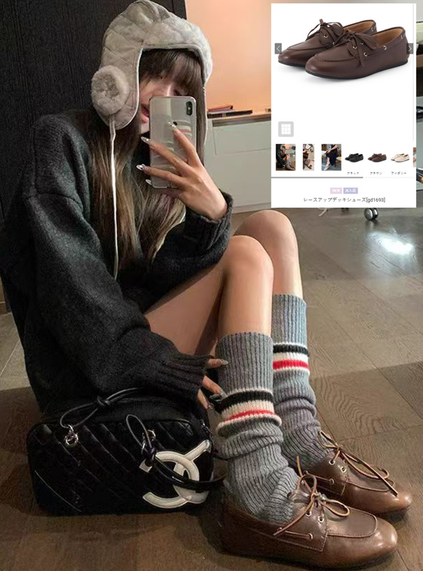 レースアップデッキシューズ