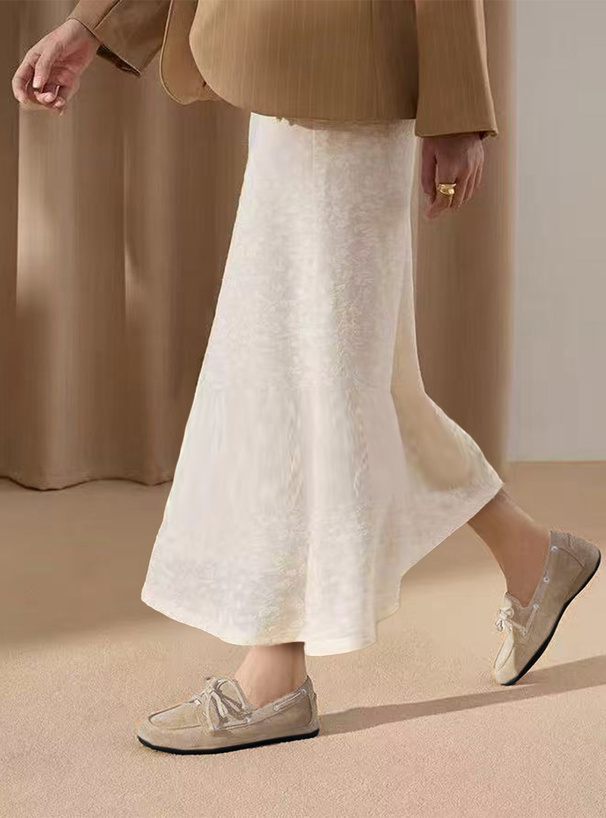 スエードレースアップデッキシューズ