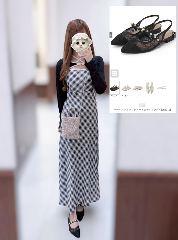 パールストラップシアーミュールサンダル