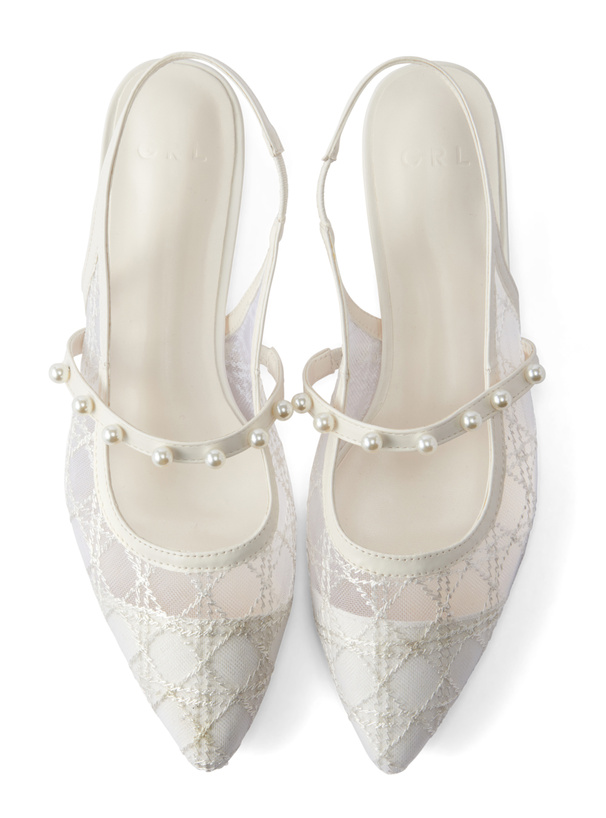 パールストラップシアーミュールサンダル