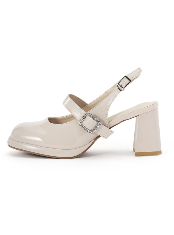 ビジューストラップエナメルパンプス