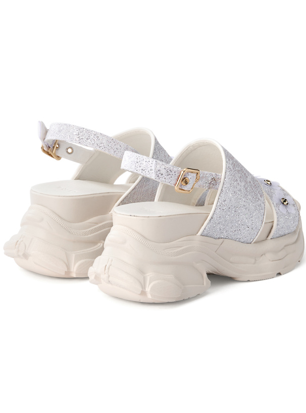 グリッターフラワーモチーフスポーツサンダル