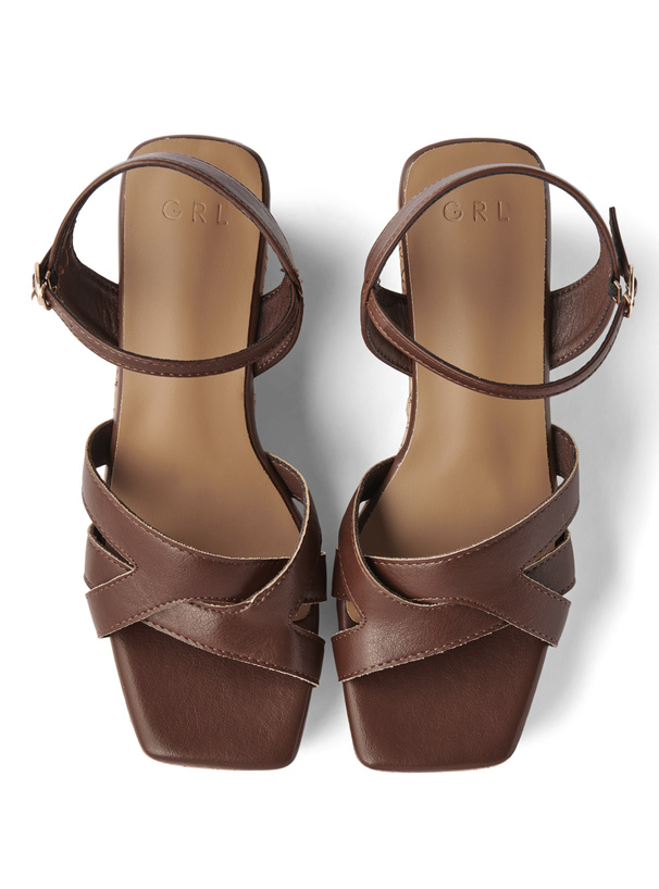 クロスデザインコルクウェッジソールサンダル