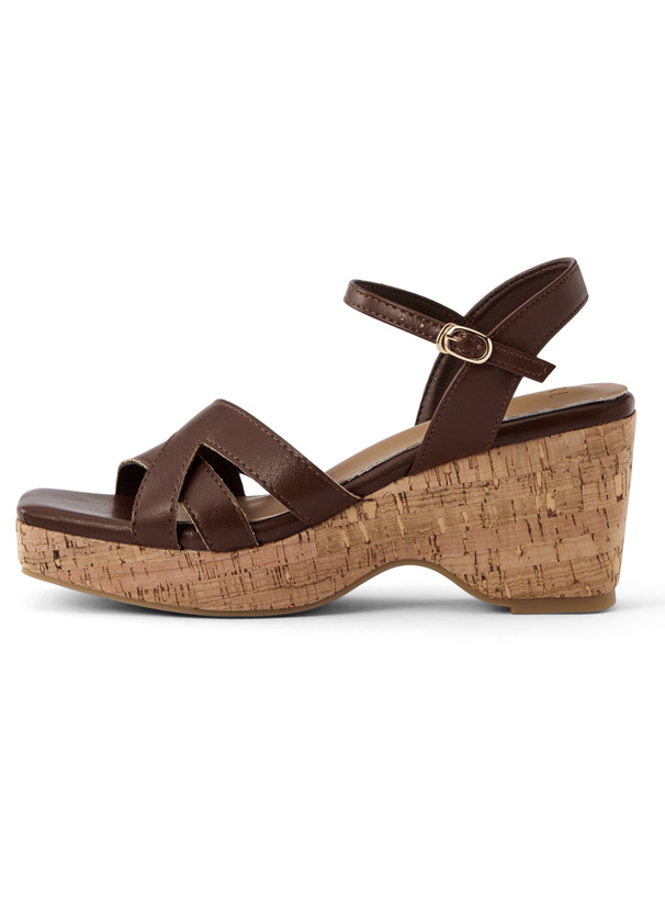クロスデザインコルクウェッジソールサンダル