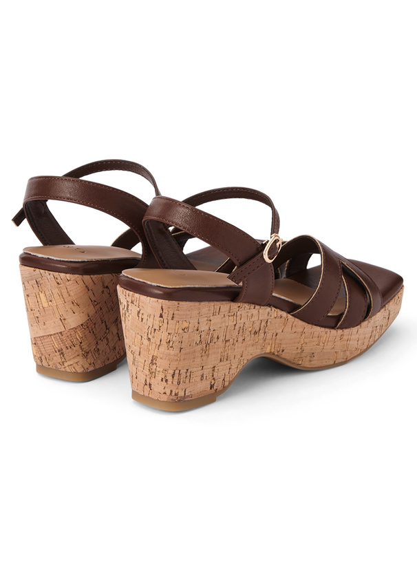 クロスデザインコルクウェッジソールサンダル