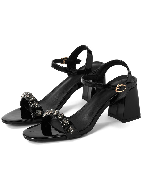 ビジューストラップエナメルサンダル