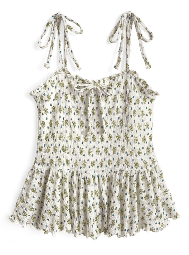 小花柄ペプラムキャミソール