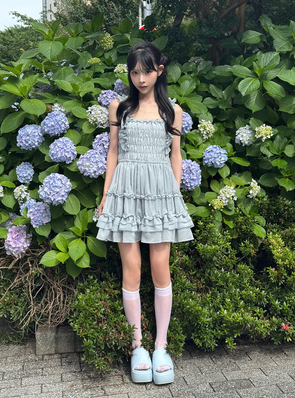 フリルミニワンピース フリルショルダーティアードミニワンピース[gf106] | レディース
