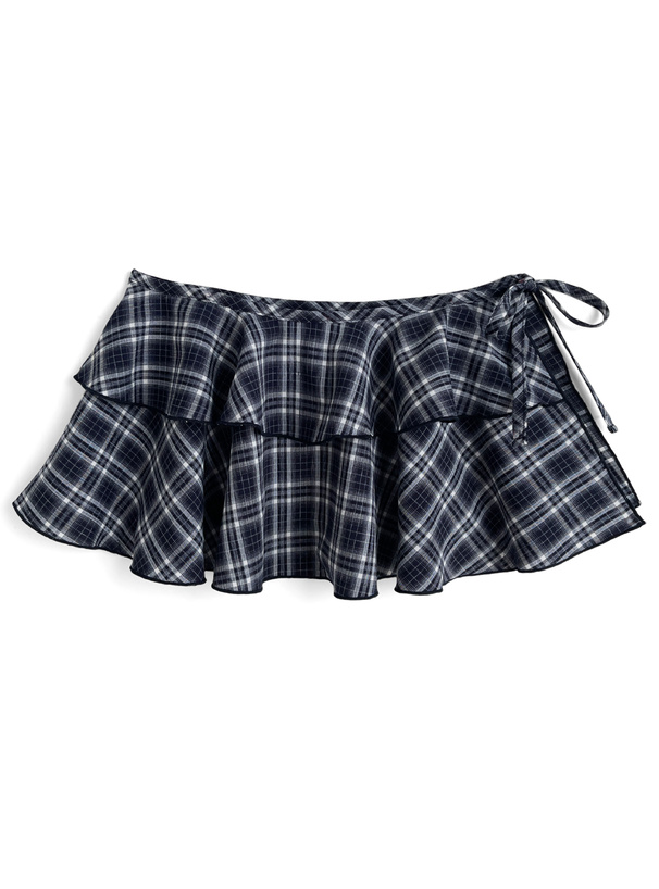 チェック柄レイヤードラップスカート[gf107]