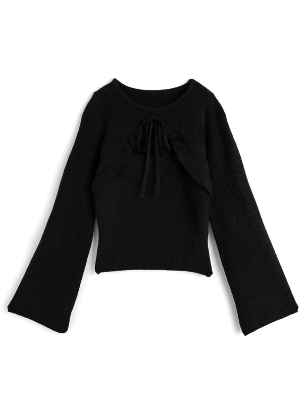 カットアウトリボンニットトップス[gf111]