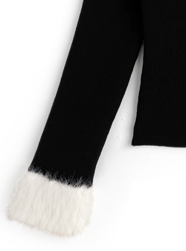 シャギーオフショルダーリブニットトップス