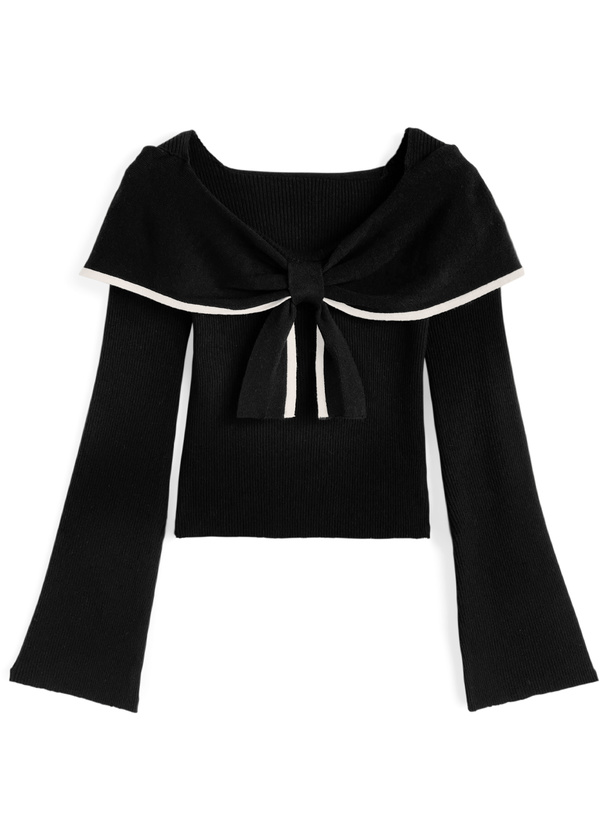 配色リボンニットトップス[gf116]