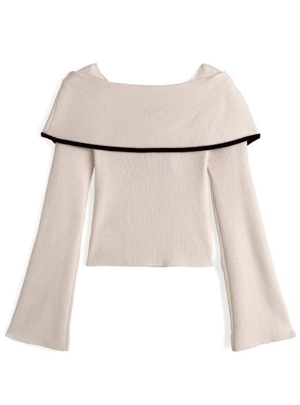 配色リボンニットトップス