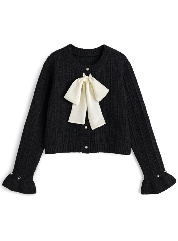 シアーリボンニットカーディガン