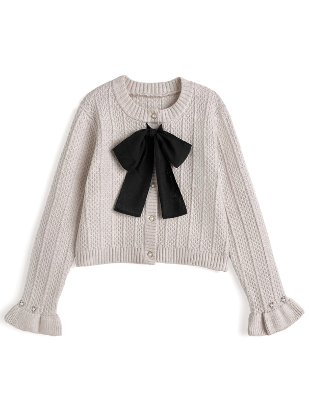 シアーリボンニットカーディガン