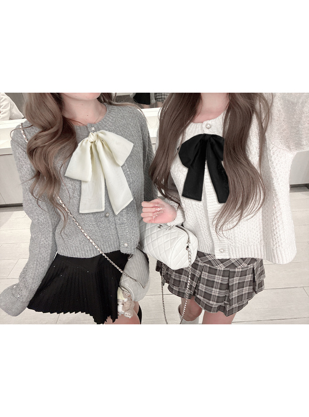 シアーリボンニットカーディガン[gf118] | レディースファッション通販