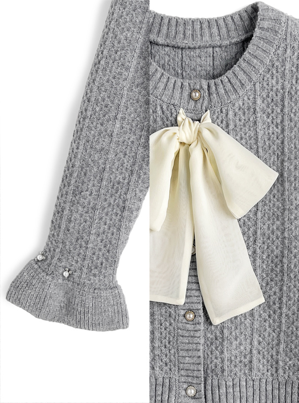 シアーリボンニットカーディガン