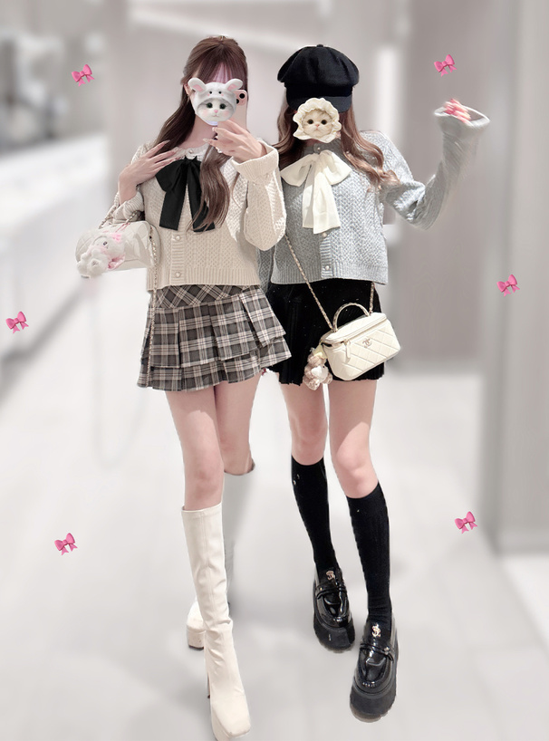 シアーリボンニットカーディガン