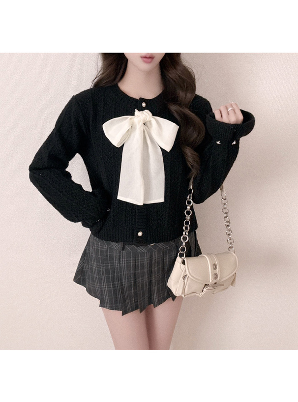 シアーリボンニットカーディガン