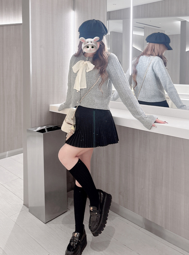 シアーリボンニットカーディガン