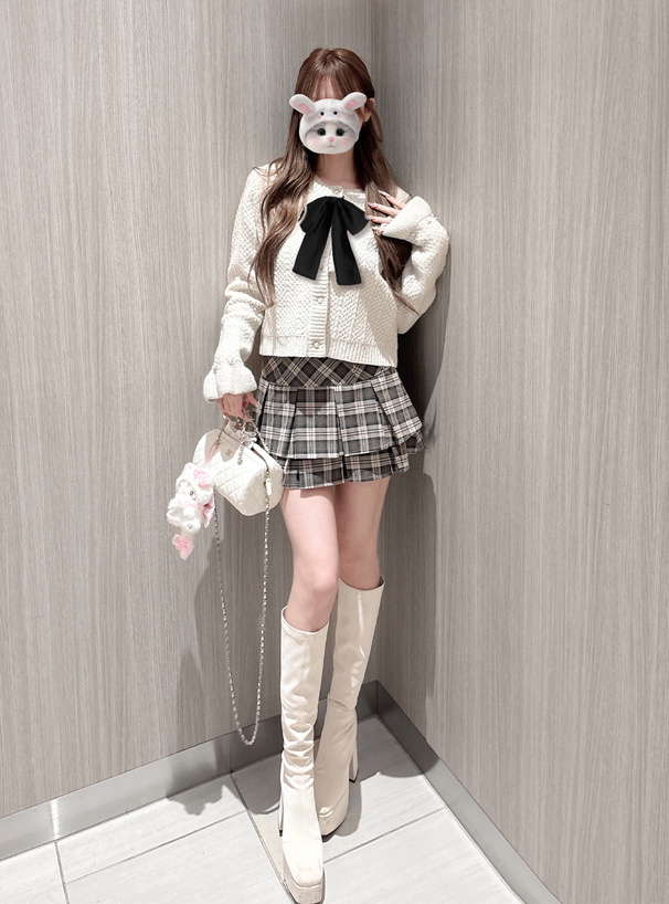 シアーリボンニットカーディガン