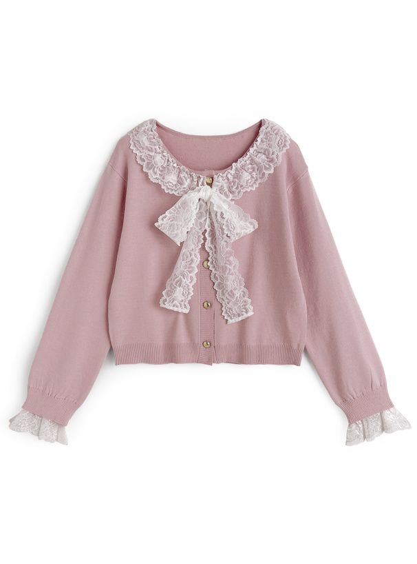 レースリボンニットカーディガン